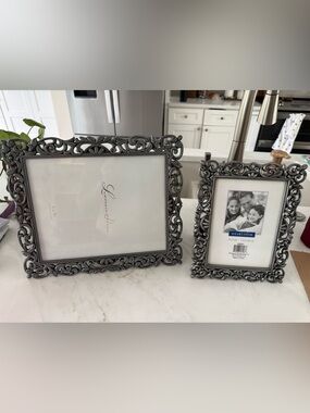 2 matching Ornate Baroque Metallic Photo Frame - Gray 1 8x10 1 5x7